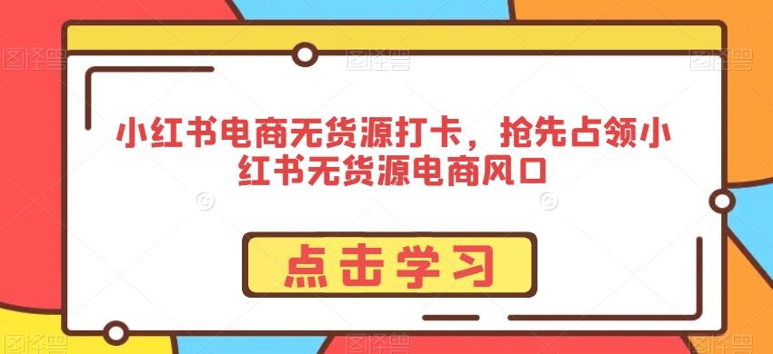 小红书电商无货源打卡，抢先占领小红书无货源电商风口-点子口袋网