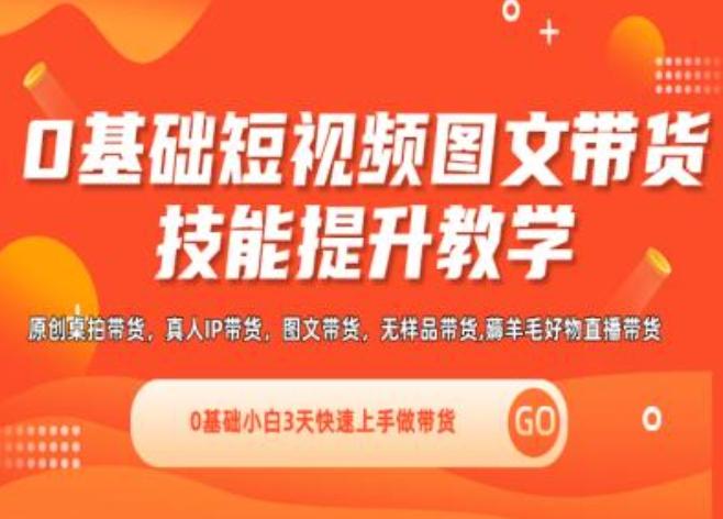 0基础短视频图文带货实操技能提升教学(直播课+视频课),0基础小白3天快速上手做带货-点子口袋网
