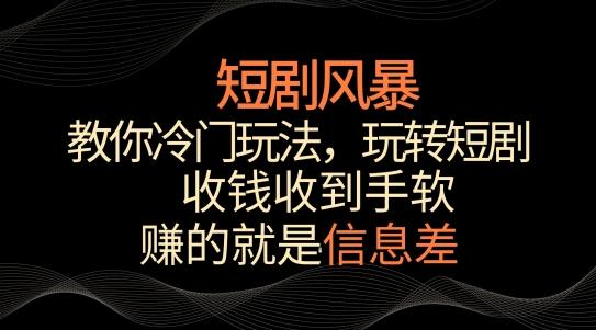 短剧风暴，教你冷门玩法，玩转短剧，收钱收到手软【揭秘】-点子口袋网