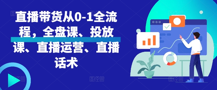 直播带货从0-1全流程，全盘课、投放课、直播运营、直播话术-点子口袋网