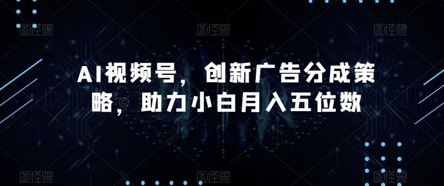 AI视频号，创新广告分成策略，助力小白月入五位数【揭秘】-点子口袋网