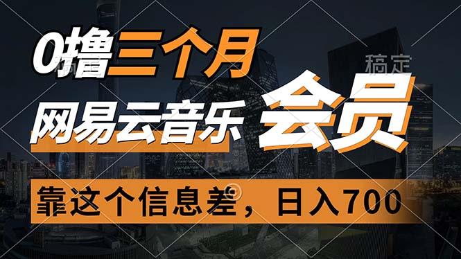 0撸三个月网易云音乐会员，靠这个信息差一天赚700，月入2w-点子口袋网
