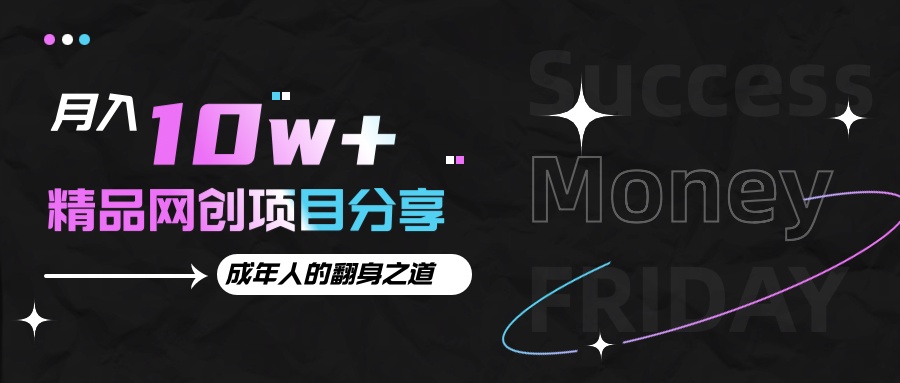 月入十万+的网创项目分享，成年人的最快翻身之道-点子口袋网