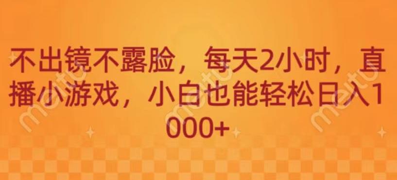 不出镜不露脸，每天2小时，直播小游戏，小白也能轻送日入1000+-点子口袋网