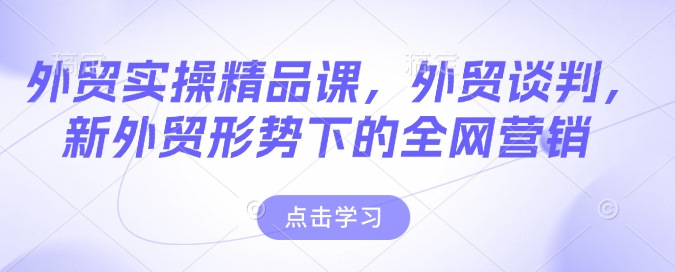 外贸实操精品课，外贸谈判，新外贸形势下的全网营销-点子口袋网