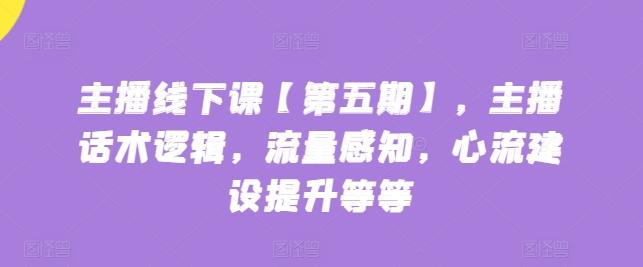 主播线下课【第五期】，主播话术逻辑，流量感知，心流建设提升等等-点子口袋网