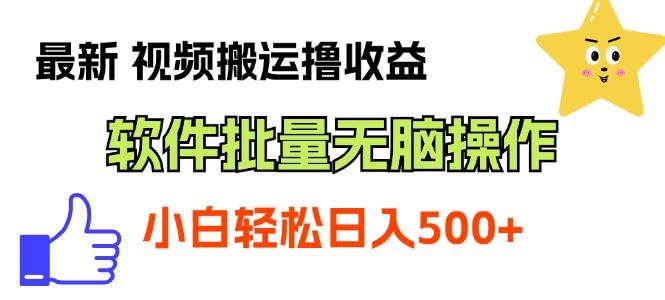 最新视频搬运撸收益，软件无脑批量操作，新手小白轻松上手-点子口袋网