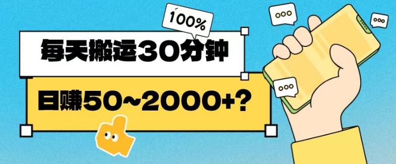 操作这个项目，每天搬运30分钟，日赚50~2000+？-点子口袋网