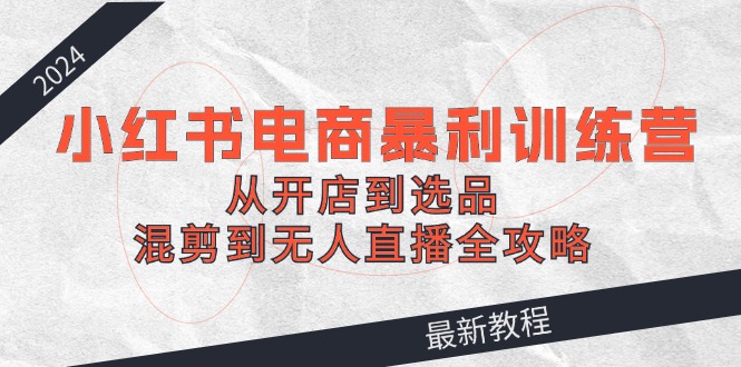 2024小红书电商暴利训练营：从开店到选品，混剪到无人直播全攻略-点子口袋网