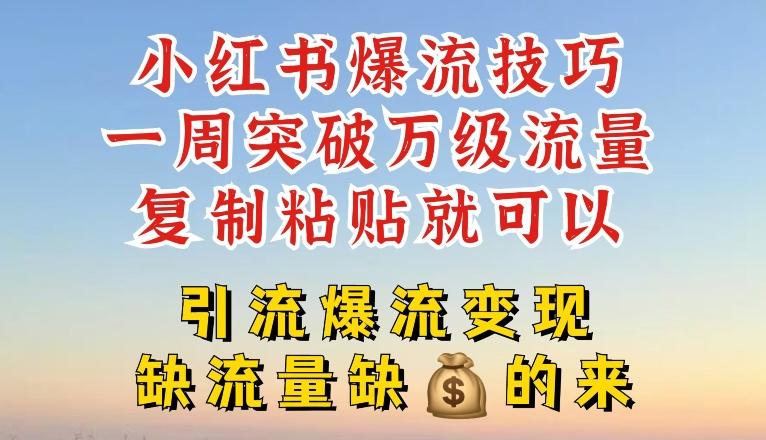 小红书爆流技巧，一周突破万级流量，复制粘贴就可以，引流爆流变现【揭秘】-点子口袋网
