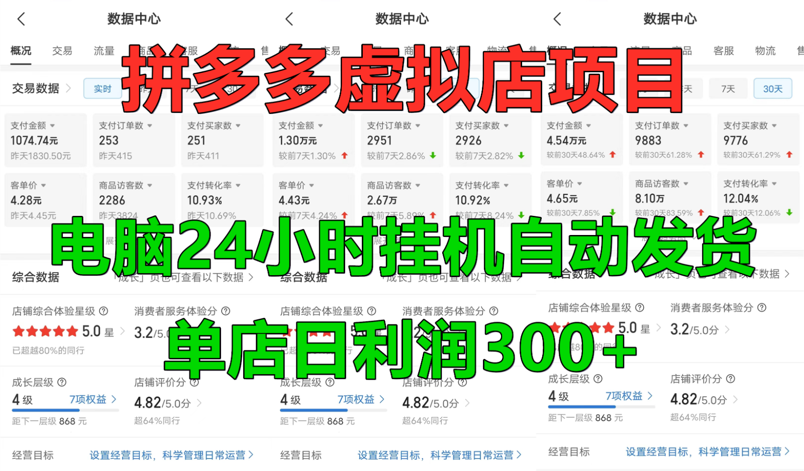 拼多多虚拟店铺项目，电脑挂机自动发货，单店日利润300+-点子口袋网