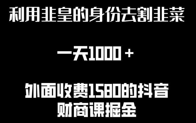利用非皇的身份去割韭菜，一天1000+(附详细资源)【揭秘】-点子口袋网