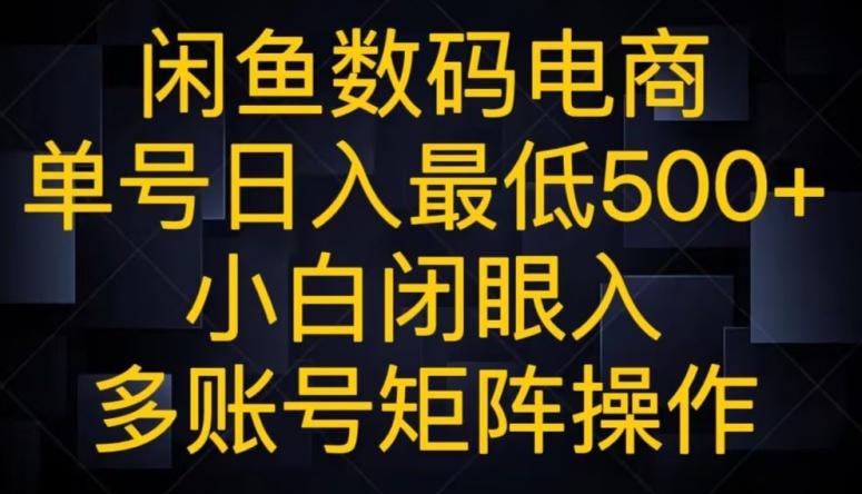 闲鱼数码电商，单号日入最低500+，小白闭眼入，多账号矩阵操作-点子口袋网