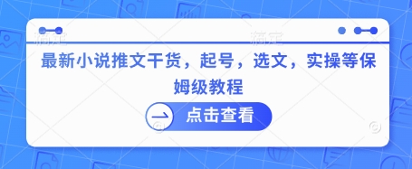 最新小说推文干货，起号，选文，实操等保姆级教程-点子口袋网