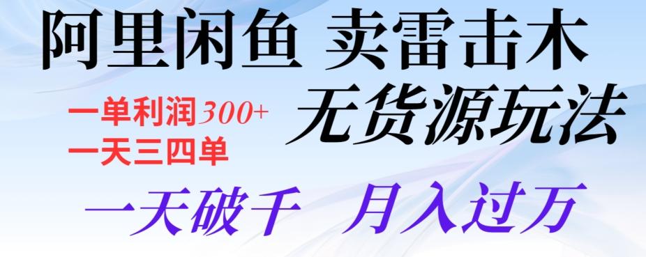 阿里闲鱼卖雷击木无货源玩法，一单利润300+，一天三四单，一天破千，月入过万-点子口袋网