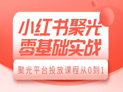 小红书聚光零基础实战，聚光平台投放课程从0到1-点子口袋网