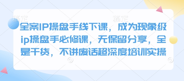 全案IP操盘手线下课，成为现象级ip操盘手必修课，无保留分享，全是干货，不讲废话超深度培训实操-点子口袋网
