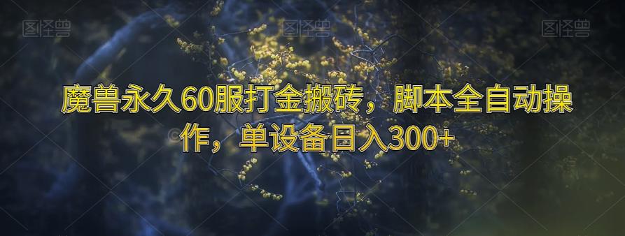 魔兽永久60服打金搬砖，脚本全自动操作，单设备日入300+【揭秘】-点子口袋网