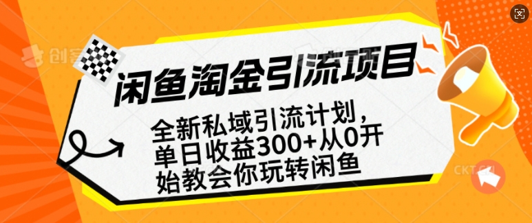 闲鱼淘金私域引流计划，从0开始玩转闲鱼，副业也可以挣到全职的工资-点子口袋网