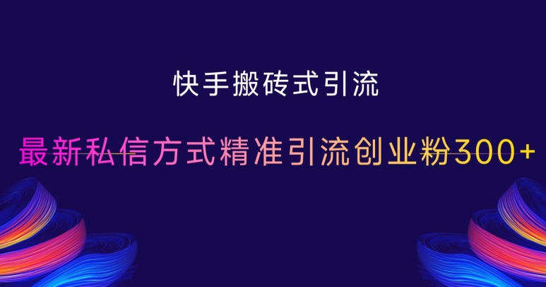 快手搬砖式引流，最新私信方式精准引流创业粉300+-点子口袋网