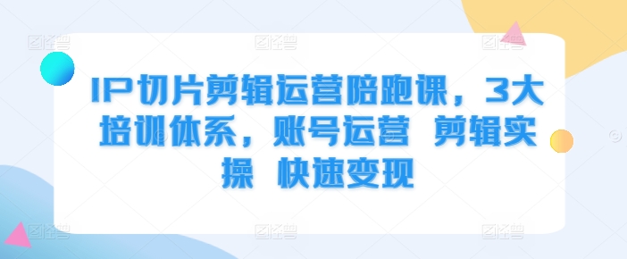 IP切片剪辑运营陪跑课，3大培训体系，账号运营 剪辑实操 快速变现-点子口袋网