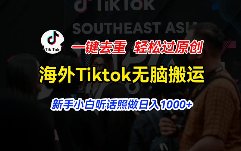 海外Tiktok短视频无脑搬运，一键去重轻松过原创，新手小白听话照做日入...-点子口袋网