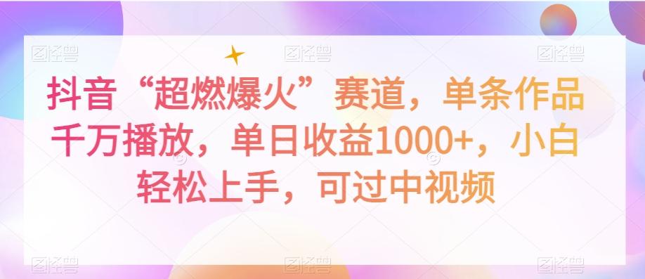 抖音“超燃爆火”赛道，单条作品千万播放，单日收益1000+，小白轻松上手，可过中视频【揭秘】-点子口袋网