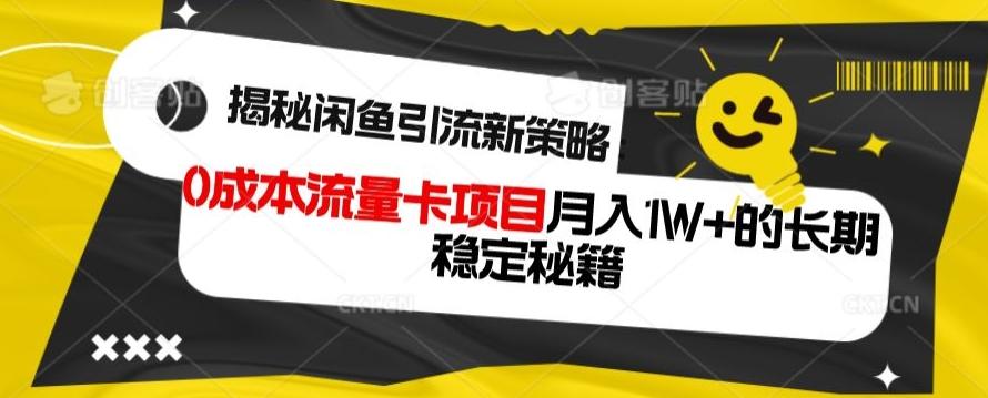 揭秘闲鱼引流新策略：0成本流量卡项目，月入1W+的长期稳定秘籍-点子口袋网