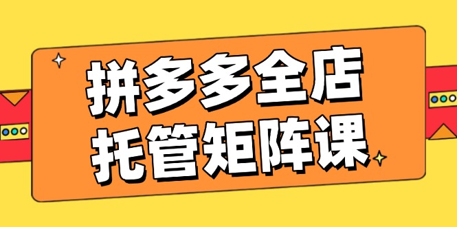 拼多多全店托管矩阵课，盈利动销玩法，高效计划设置，提升店铺效益-点子口袋网