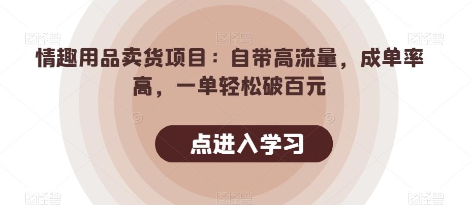 情趣用品卖货项目：自带高流量，成单率高，一单轻松破百元-点子口袋网