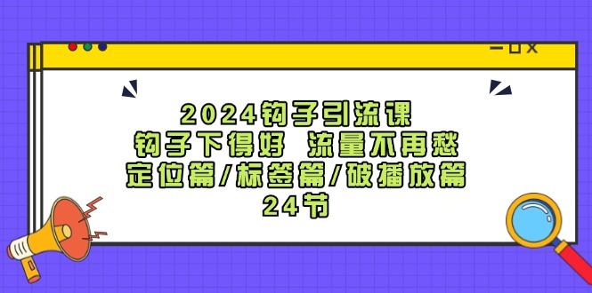 2024钩子引流课：钩子下得好流量不再愁，定位篇/标签篇/破播放篇/24节-点子口袋网