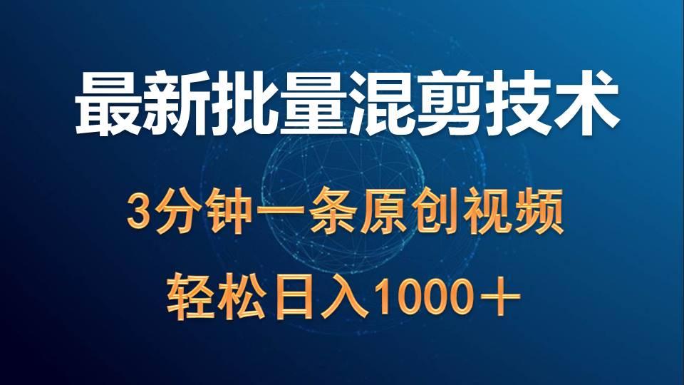 (9982期)最新批量混剪技术撸收益热门领域玩法，3分钟一条原创视频，轻松日入1000＋-点子口袋网