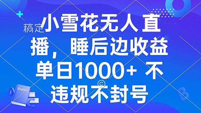 小雪花无人直播 睡后收益单日1000+ 零粉丝新号开播 不违规 看完就会-点子口袋网