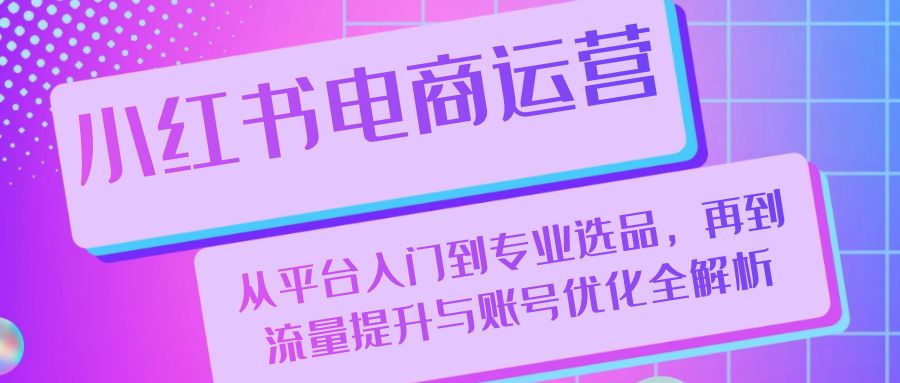 小红书电商运营：从平台入门到专业选品，再到流量提升与账号优化全解析-点子口袋网