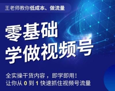 王老师教你低成本、做流量，零基础学做视频号，0-1快速抓住视频号流量-点子口袋网
