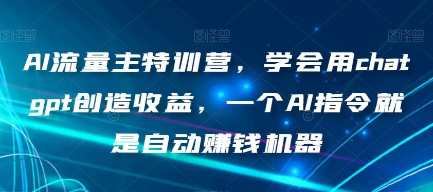 AI流量主特训营，学会用chatgpt创造收益，一个AI指令就是自动赚钱机器-点子口袋网
