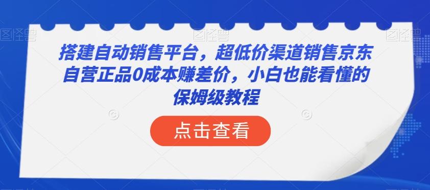 搭建自动销售平台，超低价渠道销售京东自营正品0成本赚差价，小白也能看懂的保姆级教程【揭秘】-点子口袋网
