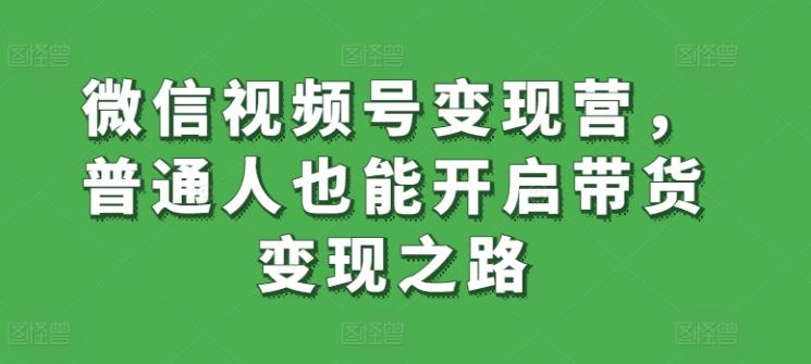 微信视频号变现营，普通人也能开启带货变现之路-点子口袋网
