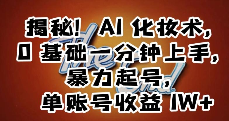 揭秘！AI化妆术，0基础一分钟上手，暴力起号，单账号收益1W+-点子口袋网