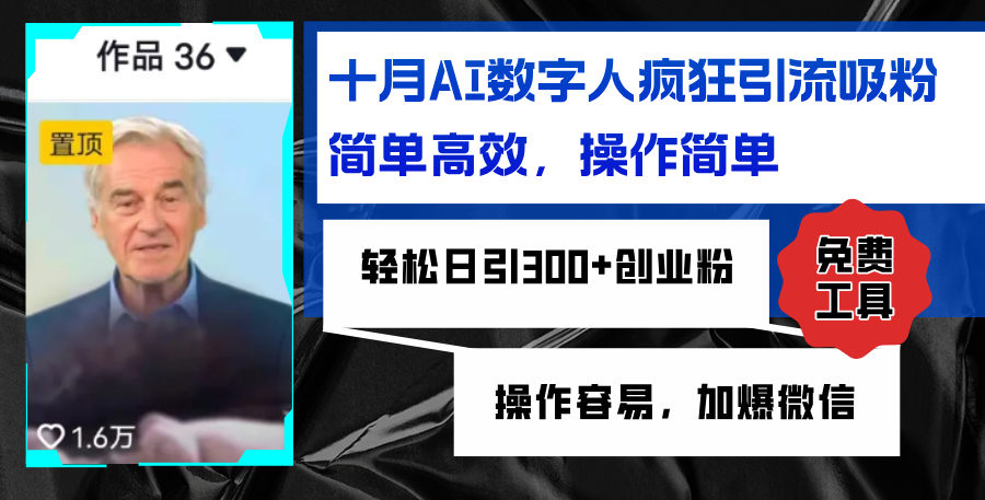 AI数字人疯狂引流吸粉，简单高效，日引300+创业粉 ，操作容易，加爆微信-点子口袋网