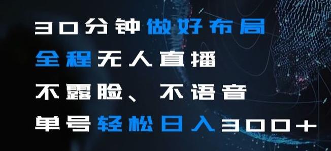 30分钟做好布局全程无人直播，不露脸不语音单号轻松日入300+-点子口袋网