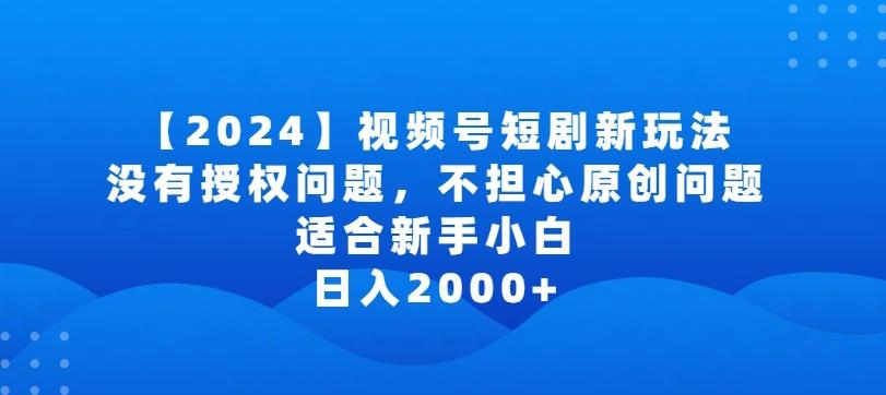 2024视频号短剧玩法，没有授权问题，不担心原创问题，适合新手小白，日入2000+【揭秘】-点子口袋网