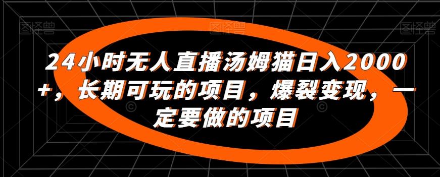 24小时无人直播汤姆猫日入2000+，长期可玩的项目，爆裂变现，一定要做的项目【揭秘】-点子口袋网