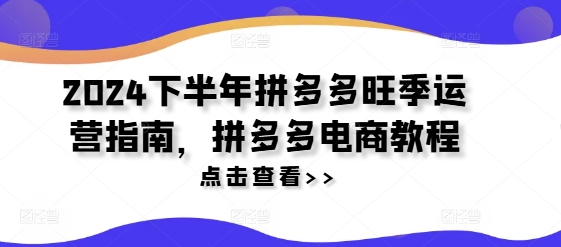 2024下半年拼多多旺季运营指南，拼多多电商教程-点子口袋网