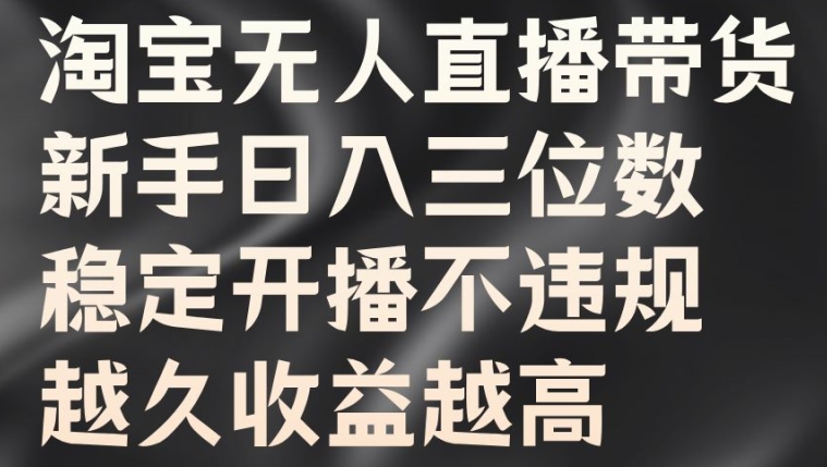 淘宝无人直播带货，新手日入三位数，稳定开播不违规，越久收益越高【揭秘】-点子口袋网