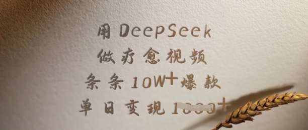 用DeepSeek做疗愈视频，条条10W+爆款，单日变现多张-点子口袋网