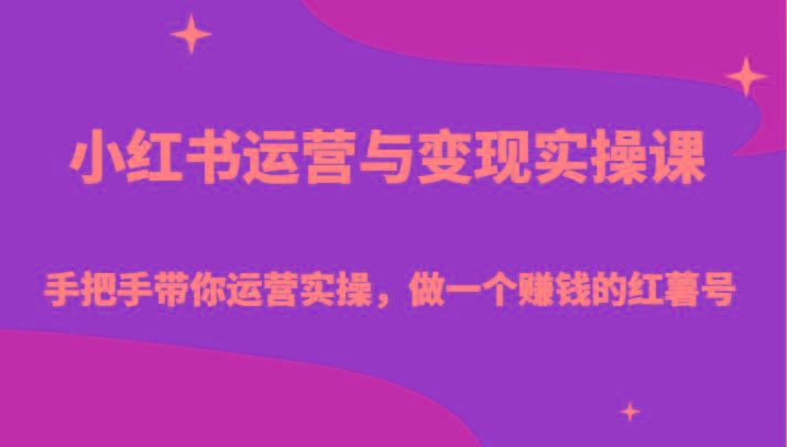 小红书运营与变现实操课-手把手带你运营实操，做一个赚钱的红薯号-点子口袋网