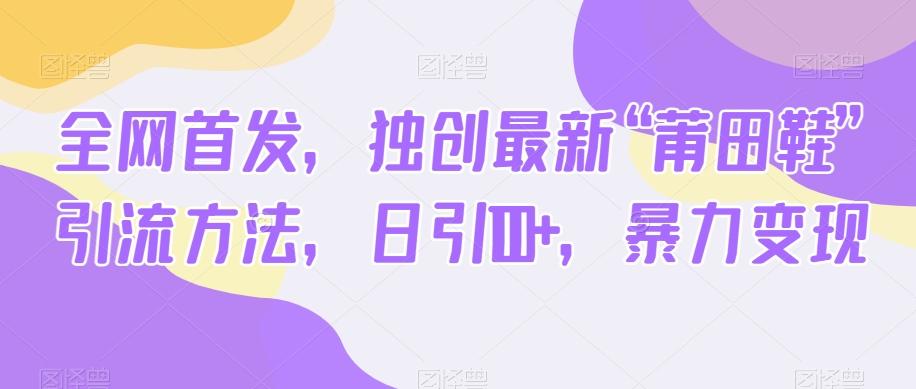 全网首发，独创最新“莆田鞋”引流方法，日引100+，暴力变现-点子口袋网