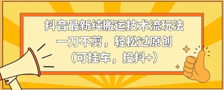抖音最新纯搬运技术流玩法，一刀不剪，轻松过原创(可挂车，投抖+)【揭秘】-点子口袋网