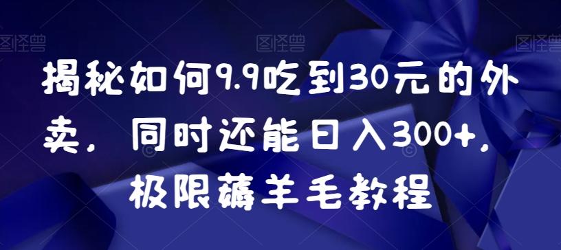 揭秘如何9.9吃到30元的外卖，同时还能日入300+，极限薅羊毛教程-点子口袋网